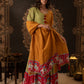 Mustard & Olive Anarkali Dress with Elephant Border Dupatta