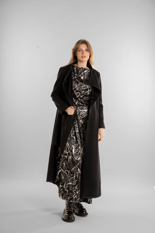 Black Long Open-Front Coat