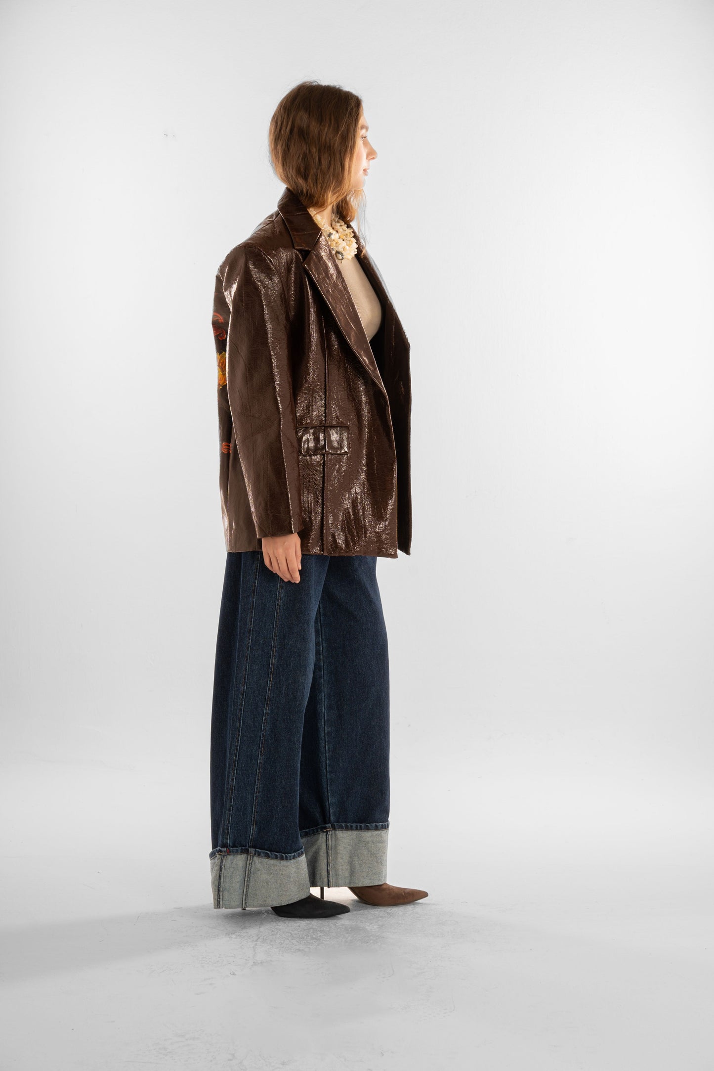 Brown Jacket and Back Embroidery