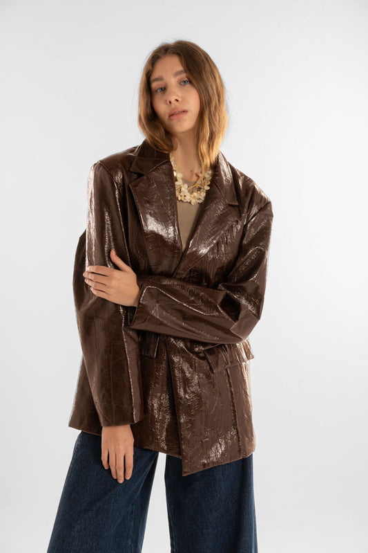 Brown Jacket and Back Embroidery