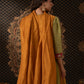 Mustard & Olive Anarkali Dress with Elephant Border Dupatta