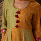 Mustard & Olive Anarkali Dress with Elephant Border Dupatta