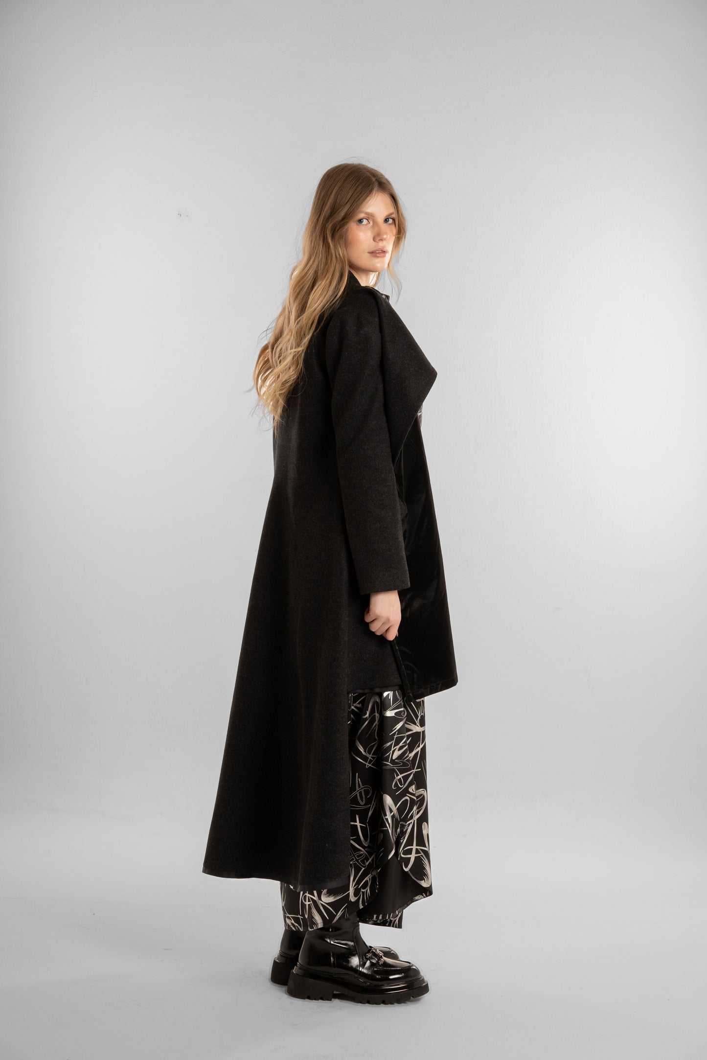 Black Long Open-Front Coat