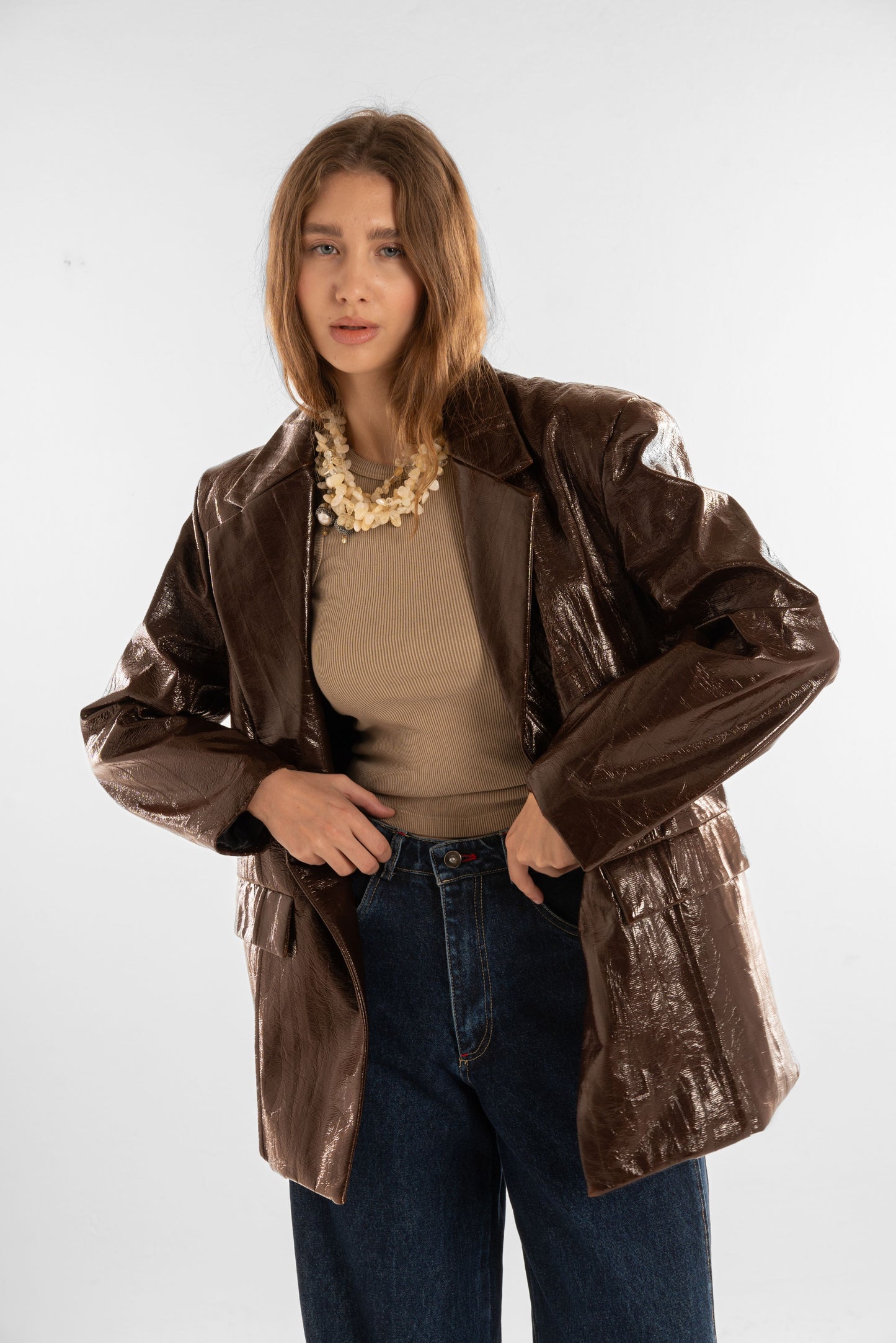 Brown Jacket and Back Embroidery