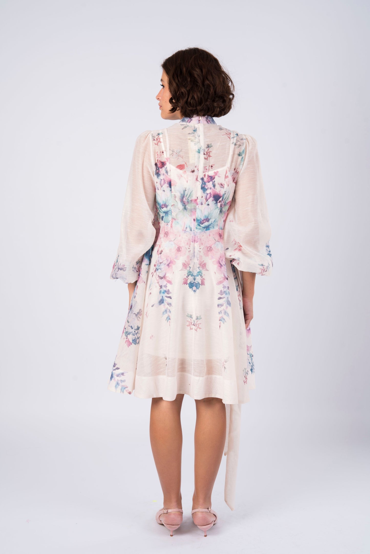 white floral mini dress