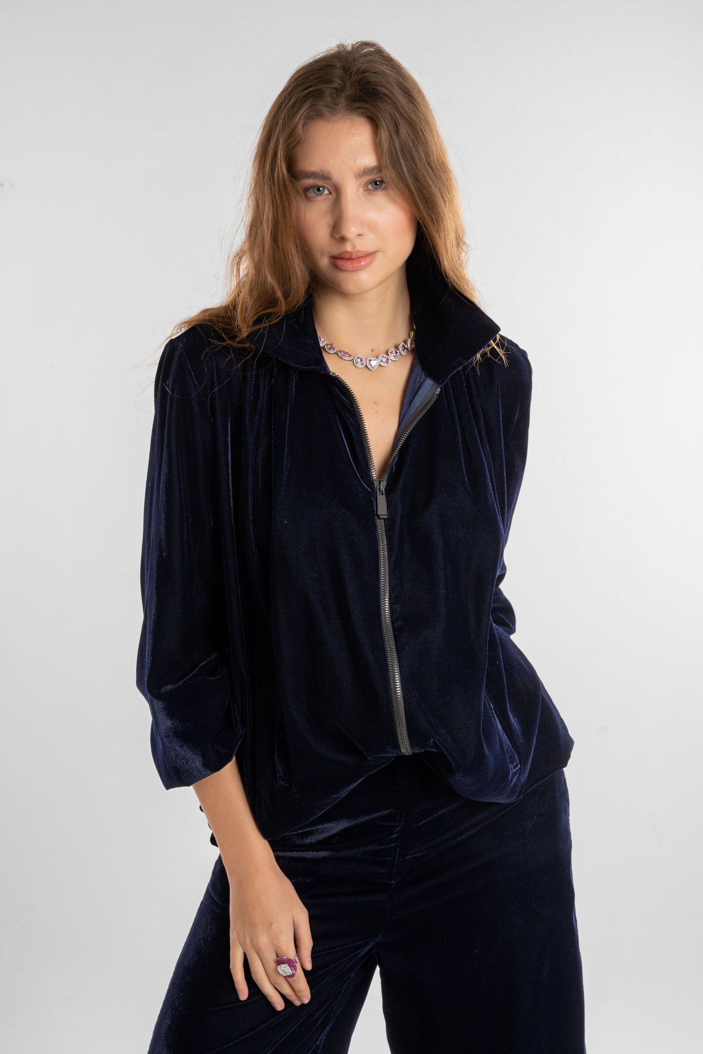 Dark Blue Velvet Jacket