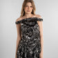 Black Printed Satin Dress