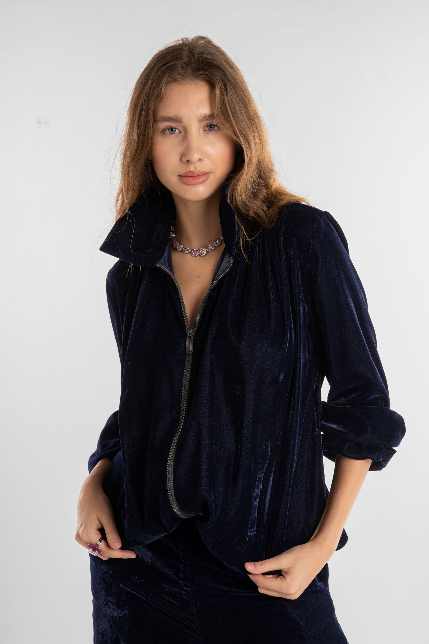 Dark Blue Velvet Jacket