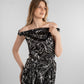 Black Printed Satin Dress