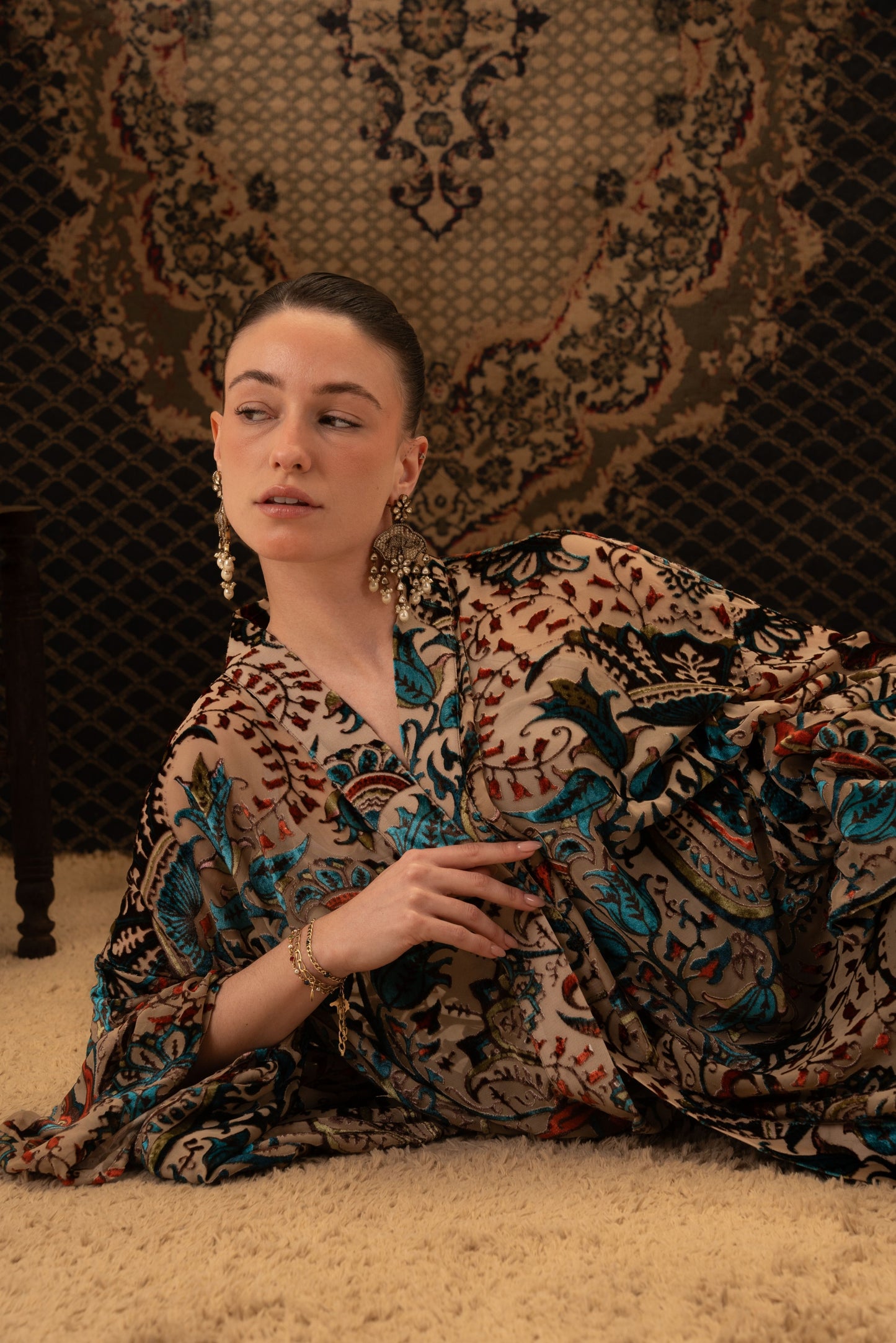 Printed Kaftan with Matching Pattern Design