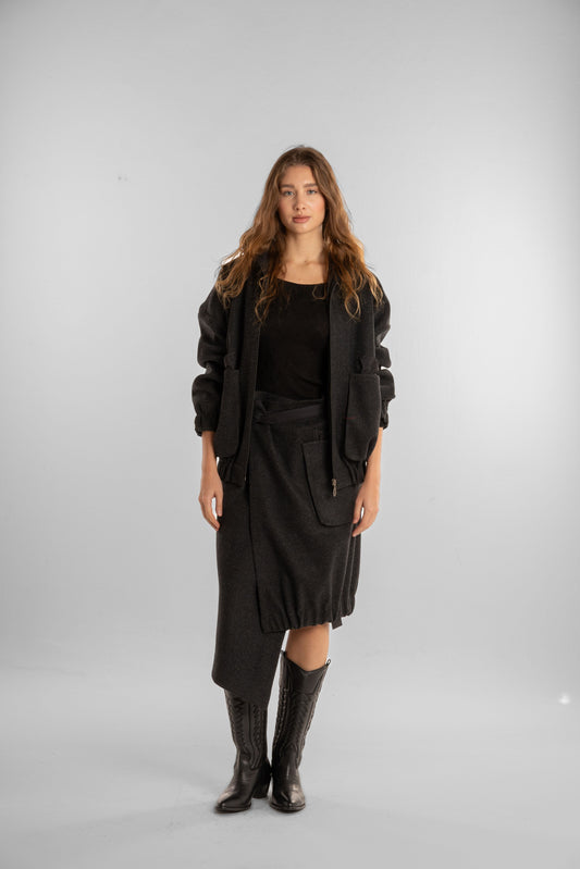 Black Asymmetric Mini Skirt