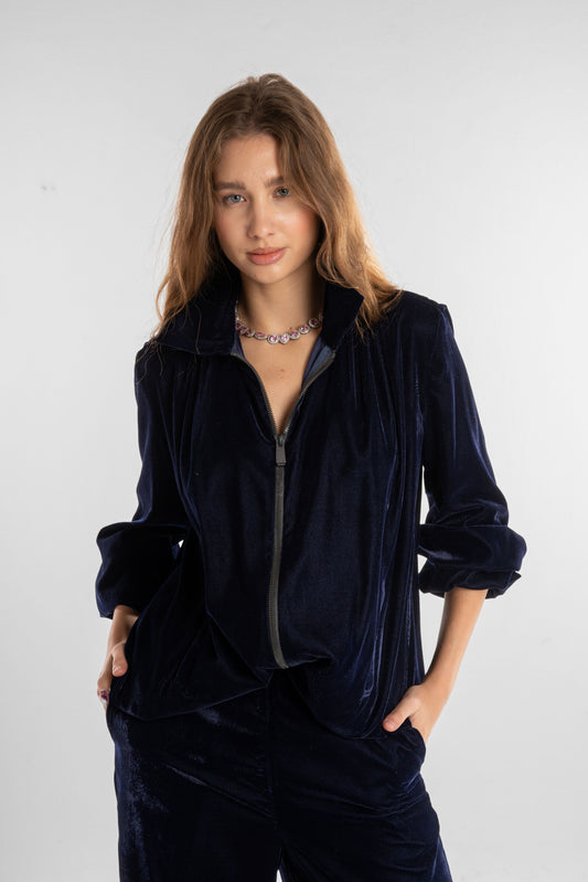 Dark Blue Velvet Jacket