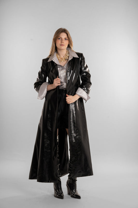 Long Black Leather Coat