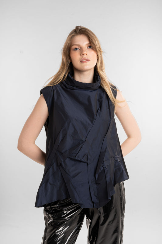 Dark Blue Wide-Cut Top