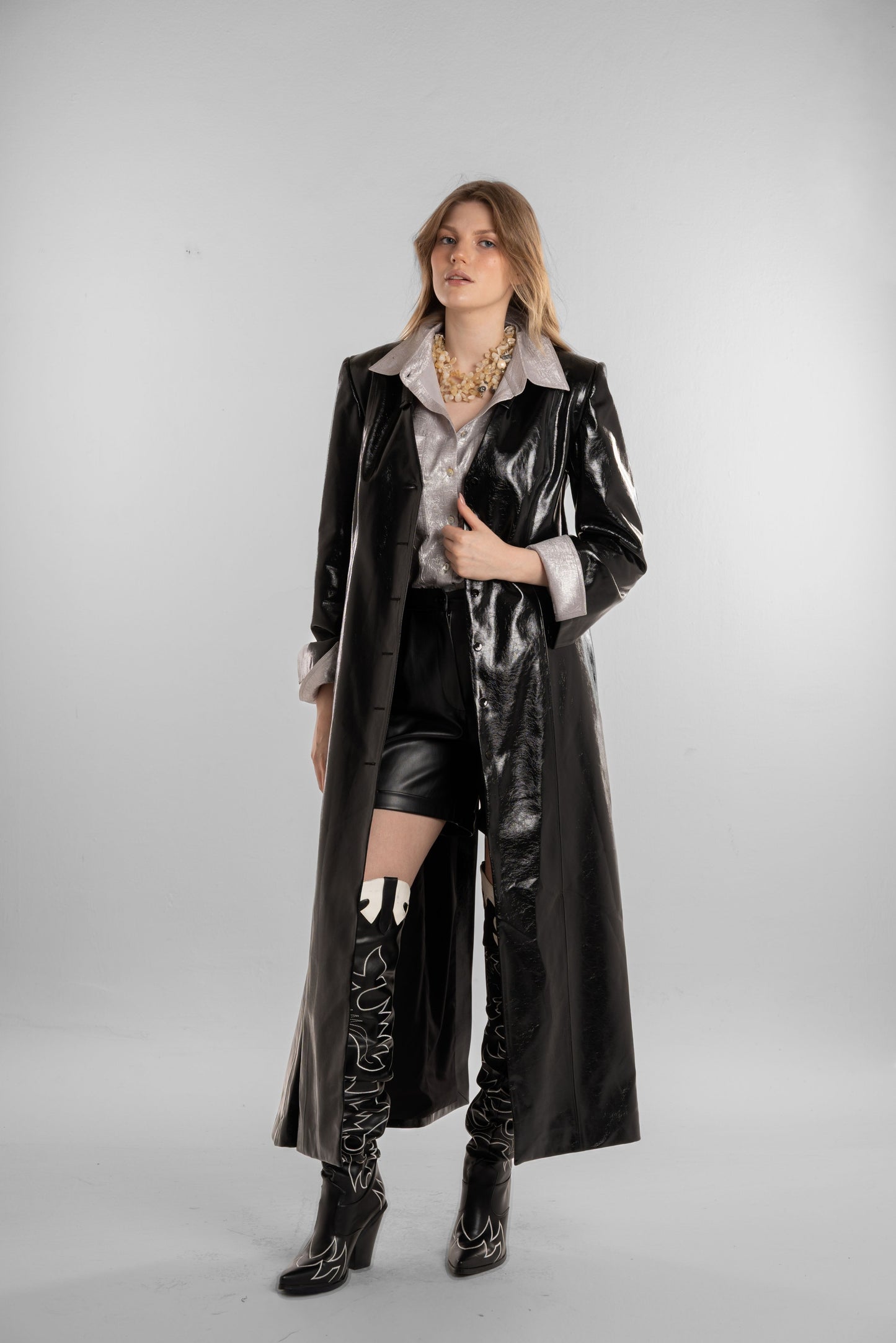 Long Black Leather Coat