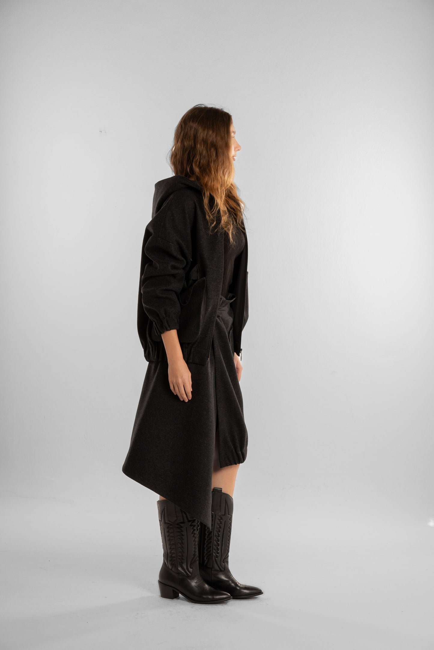 Black Asymmetric Mini Skirt