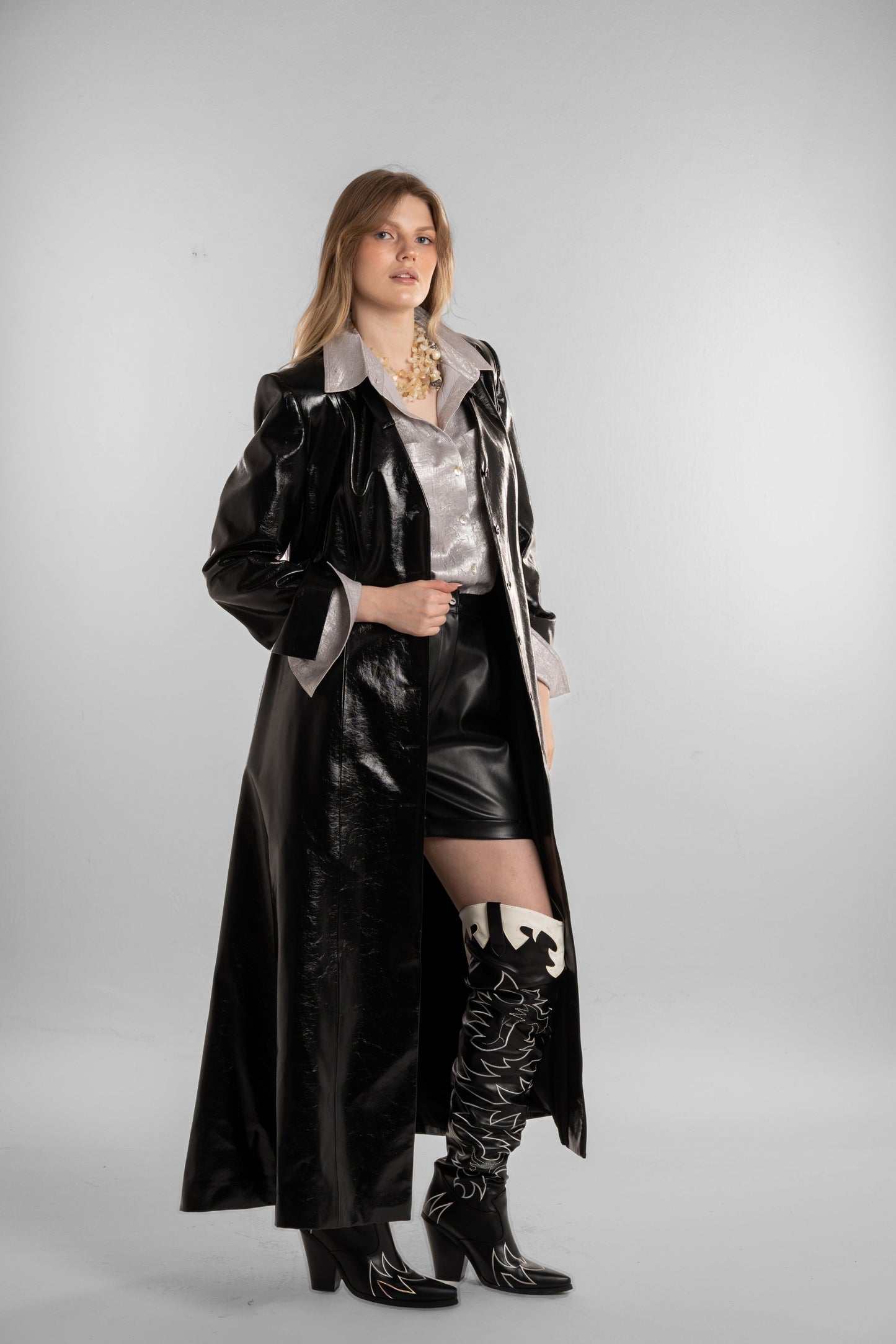 Long Black Leather Coat