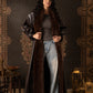 Luxury Brown Leather Coat with Fur Trim