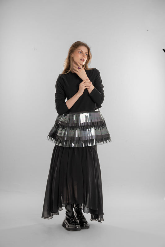 A classic black skirt