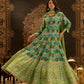 Green Anarkali Dress with Elephant Border Dupatta