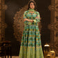 Green Anarkali Dress with Elephant Border Dupatta