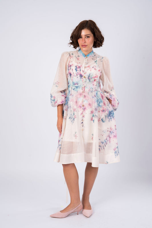 white floral mini dress