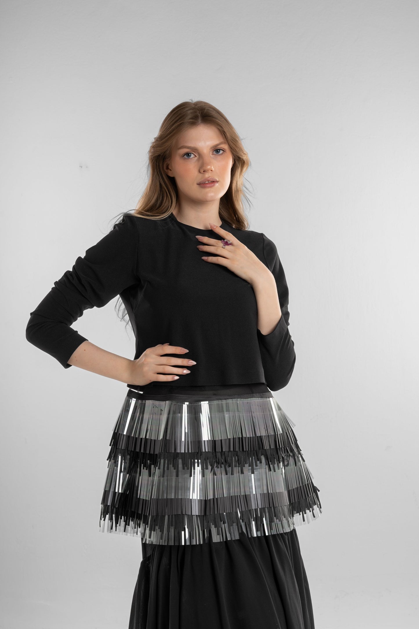 A classic black skirt