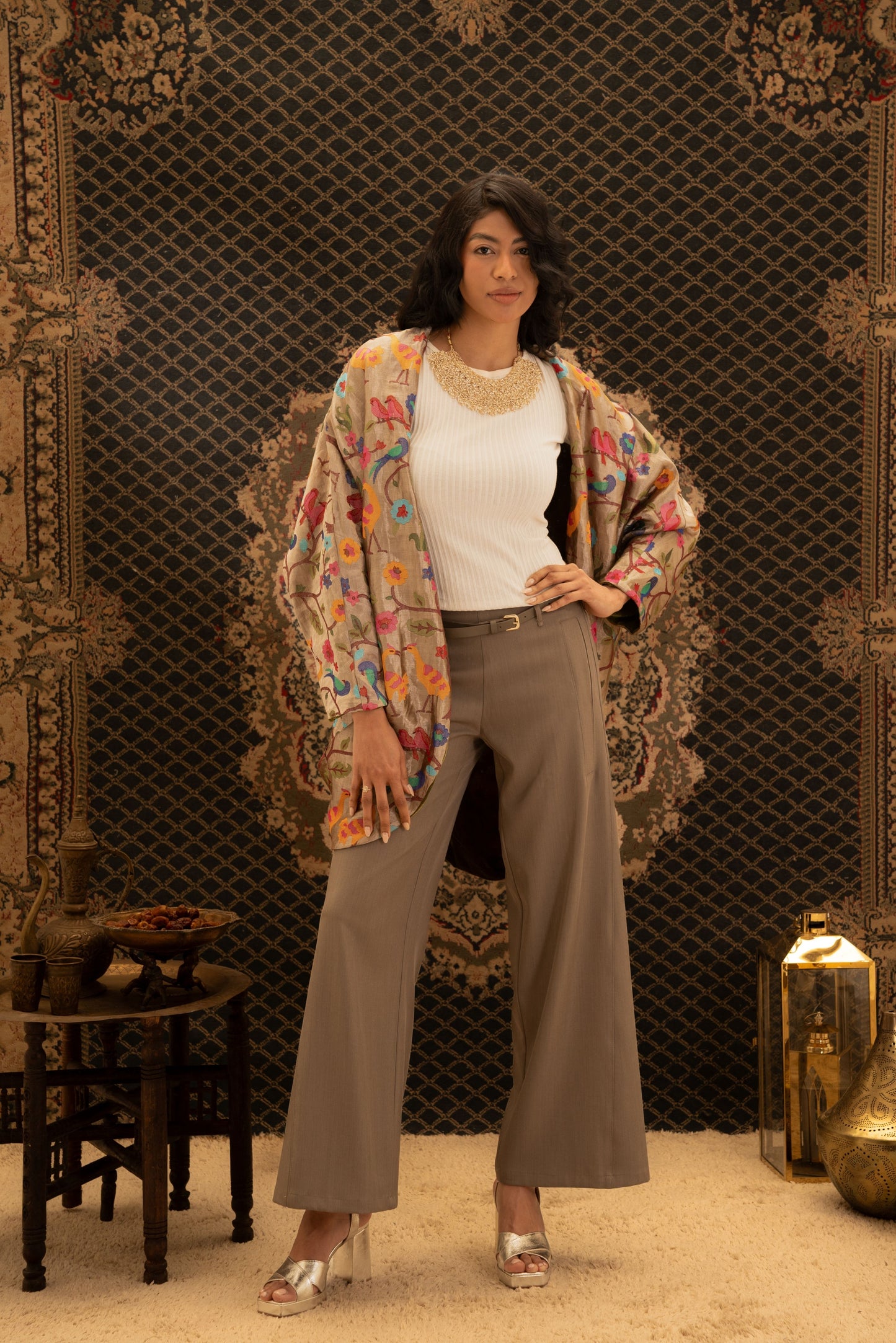 Olive Double-Faced Velvet Kaftan