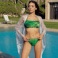 Tropical Palm Leaf Bandeau Bikini Set.