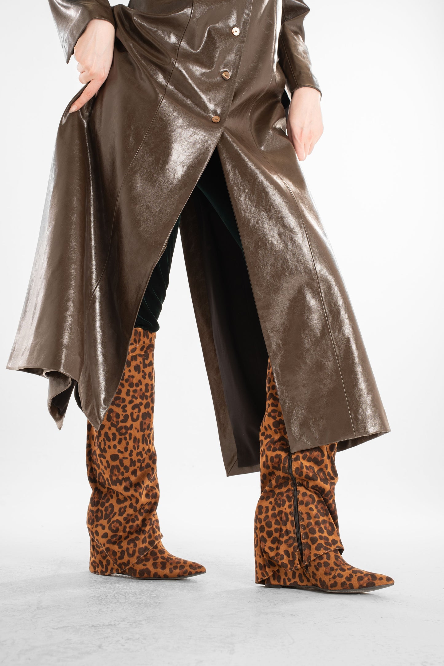 Brown Long Leather Coat