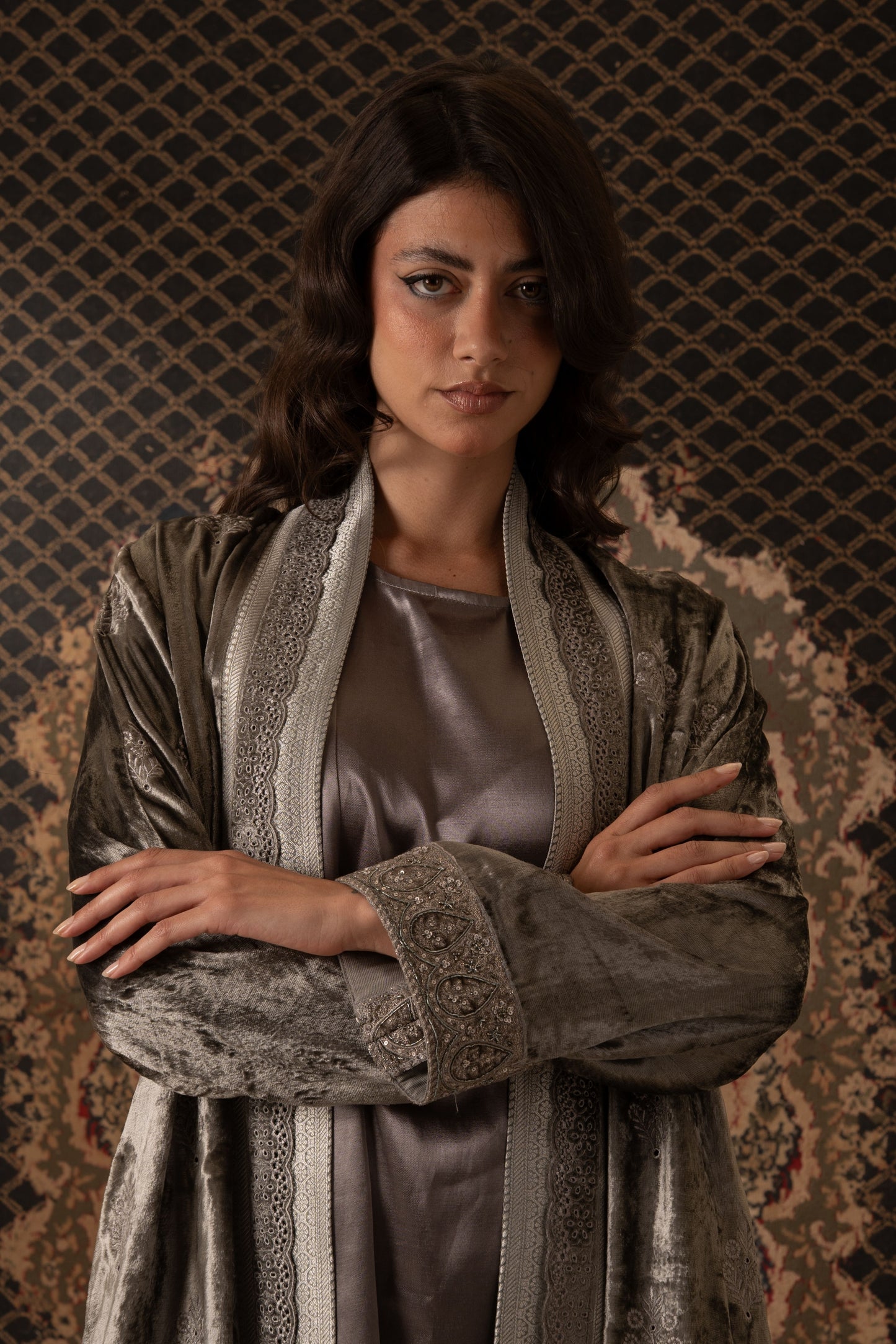 Grey Kaftan with Basic Grey Dress