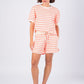 orange striped short set