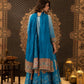 Blue Anarkali Dress with Elephant Border Dupatta
