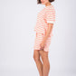 orange striped short set
