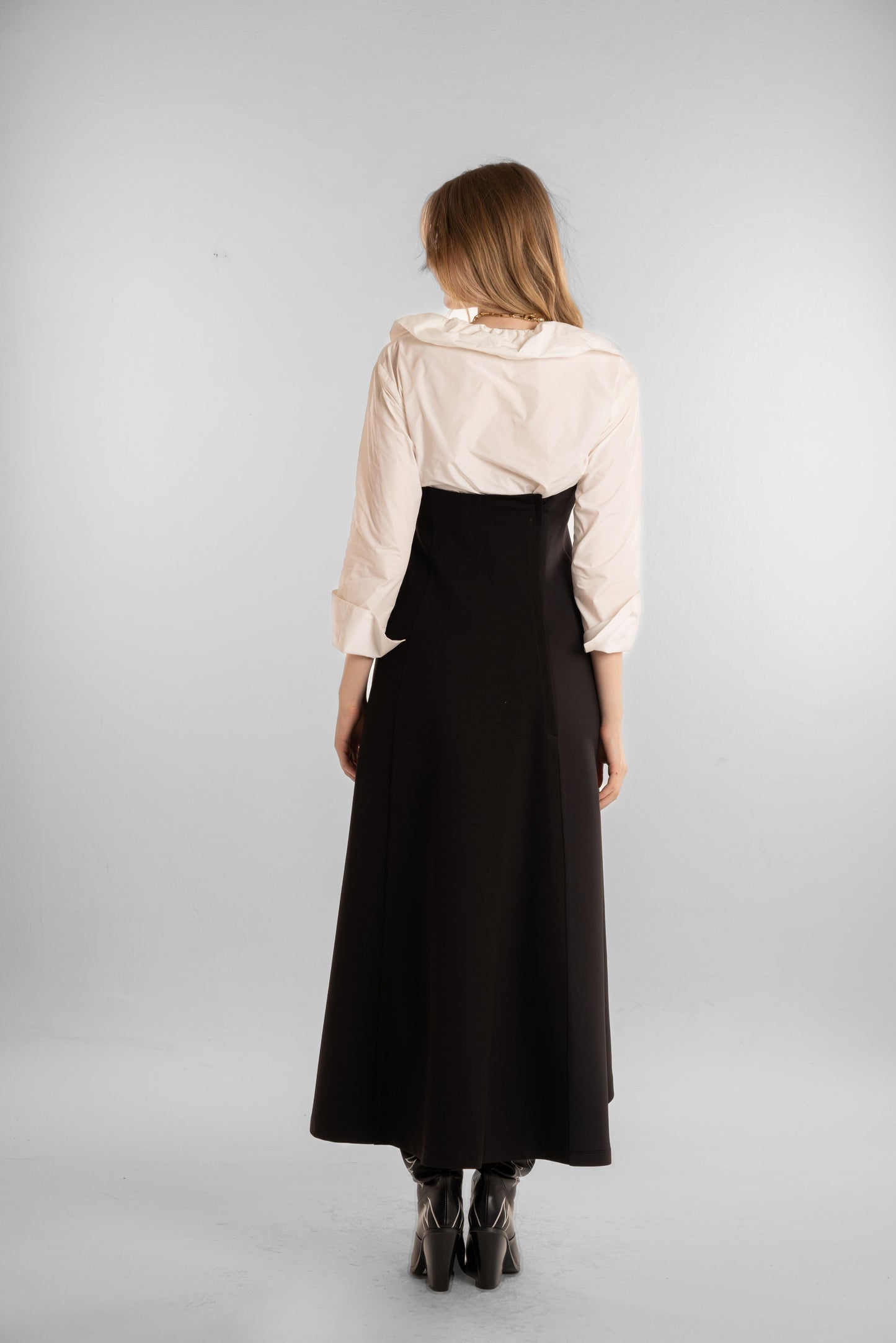 off-shoulder black long dress