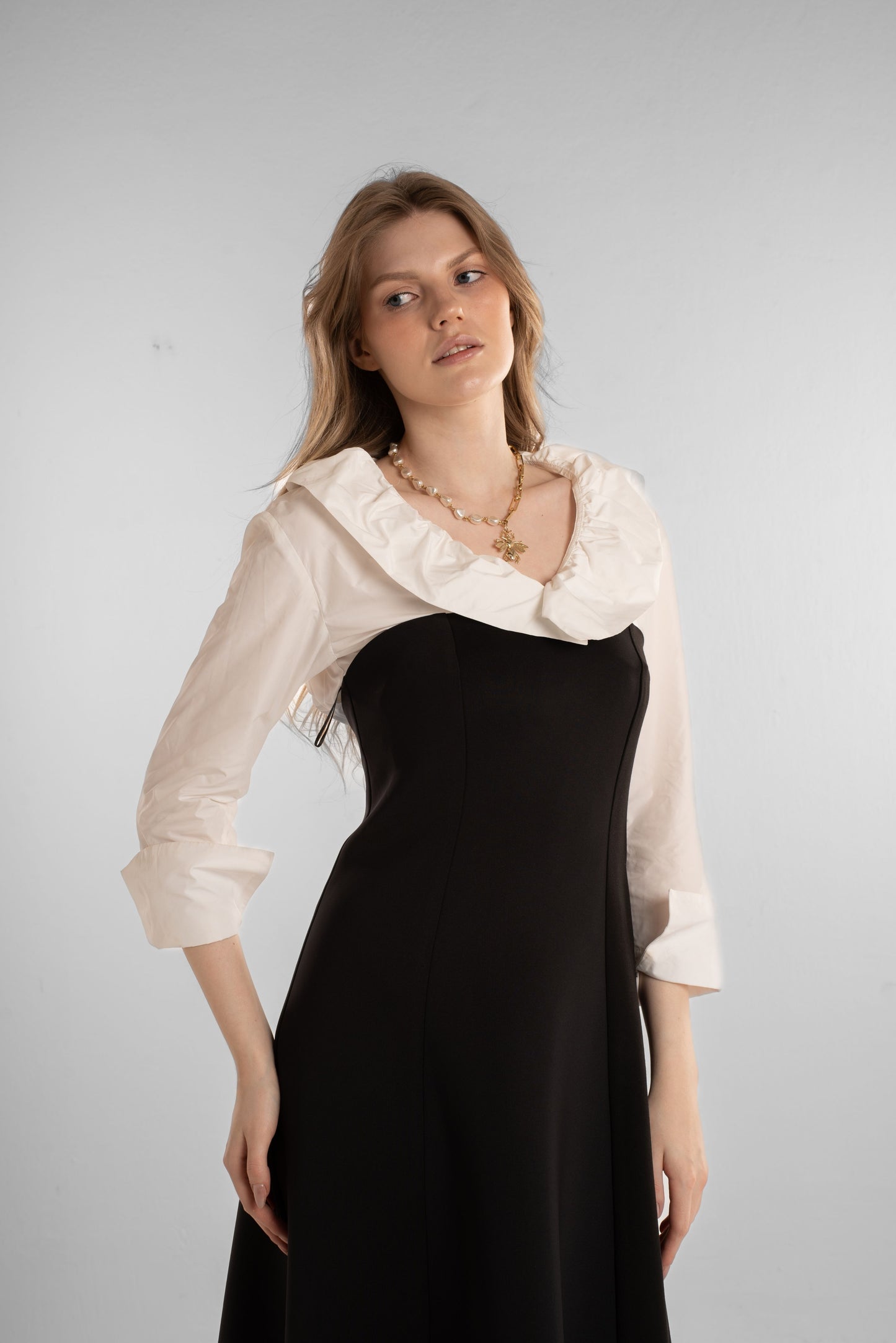 off-shoulder black long dress