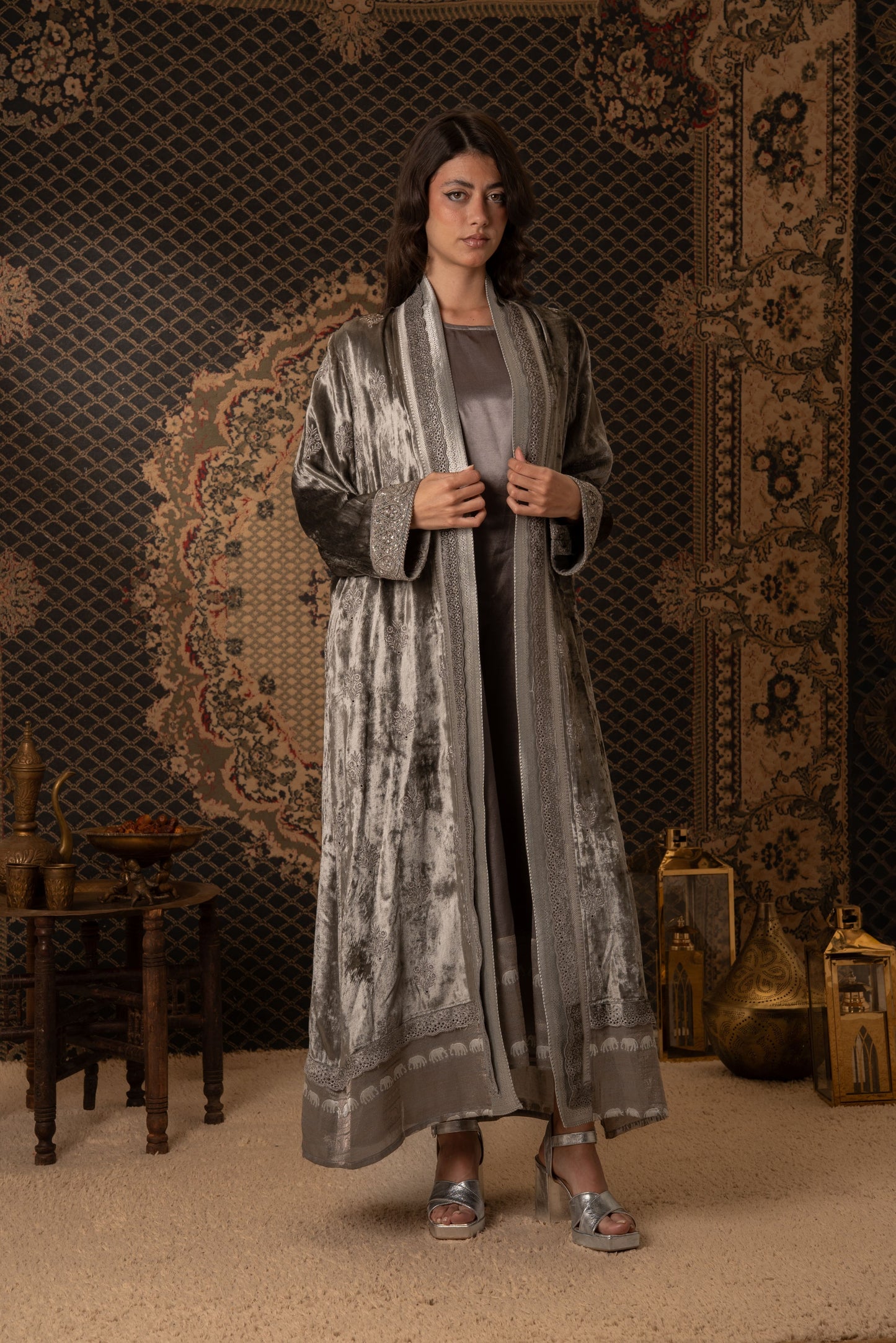 Grey Kaftan with Basic Grey Dress