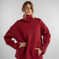 Burgundy High-Neck Oversized Sweatshirt