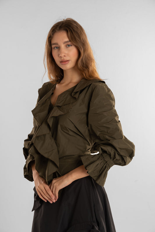 V-Neck Olive Top