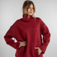 Burgundy High-Neck Oversized Sweatshirt