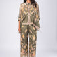 olive floral-print pant