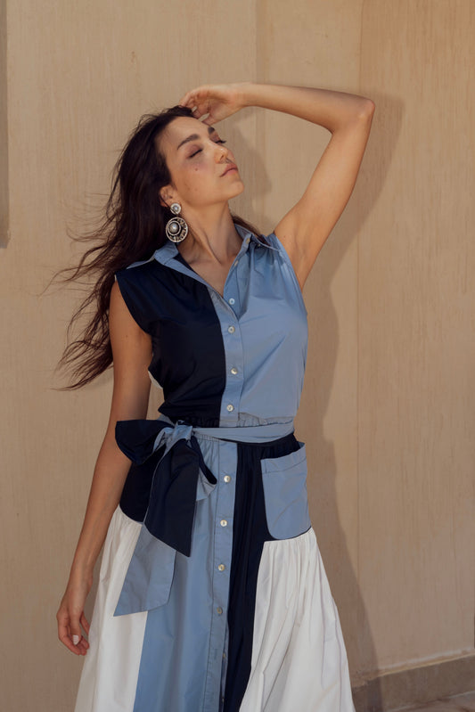 Embroidered Shirt Dress in White