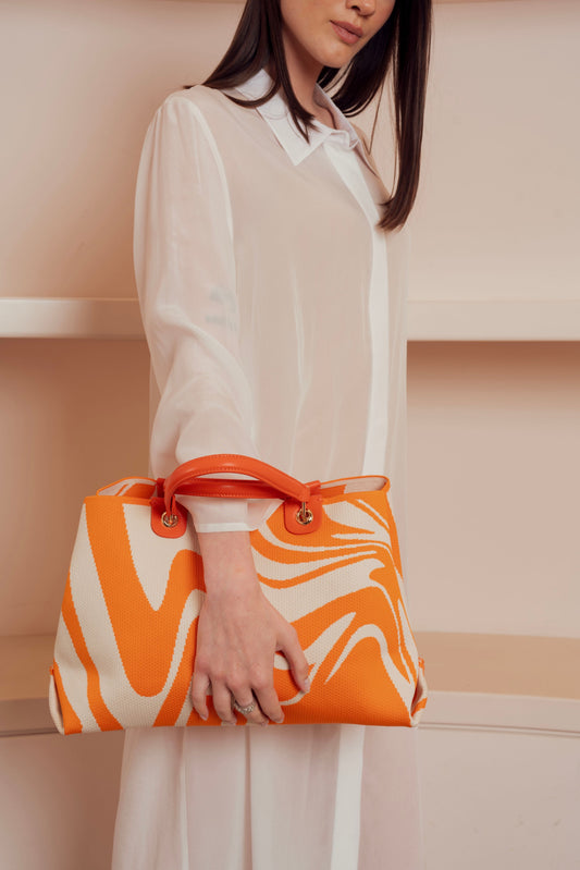 Abstract Orange Wave Tote