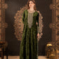 Elegant Green Velvet Embroidered Dress – Luxury Oriental Style