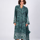 green floral-print dress