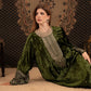 Elegant Green Velvet Embroidered Dress – Luxury Oriental Style