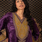 Purple Velvet Kaftan with Gold Details