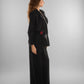 Black Velvet Draped Blazer with Floral Detail