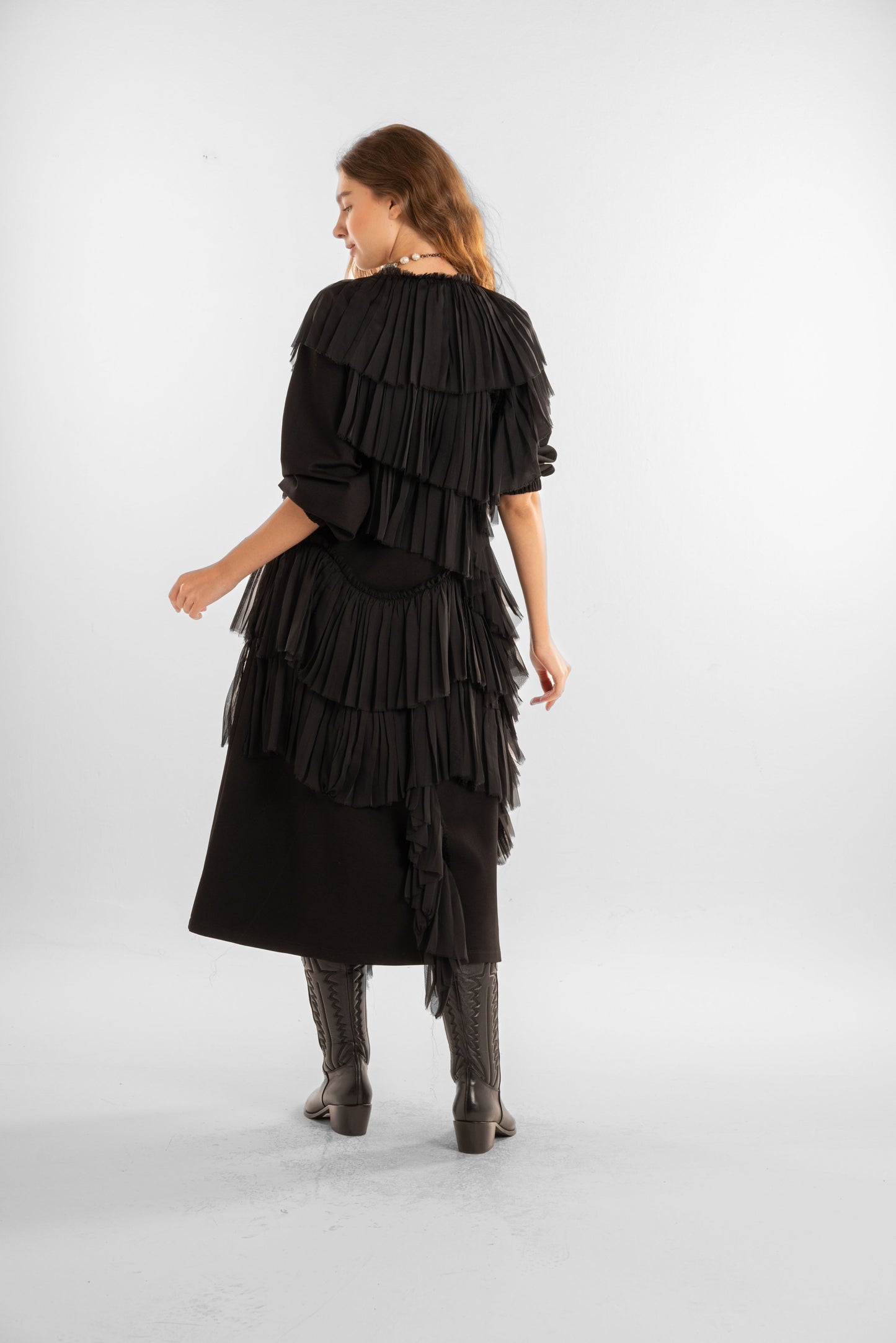 Black Layered Chiffon Dress