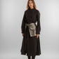 Black Long Dress with Olive Waist Belt